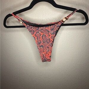 Red and Black Snake Print Bikini Bottom